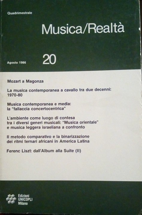 MUSICA/REALTA' - AGOSTO 1986, NUMERO 20