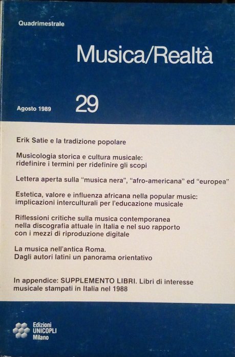 MUSICA/REALTA' - AGOSTO 1989, NUMERO 29