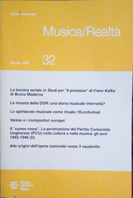 MUSICA/REALTA' - AGOSTO 1990, NUMERO 32