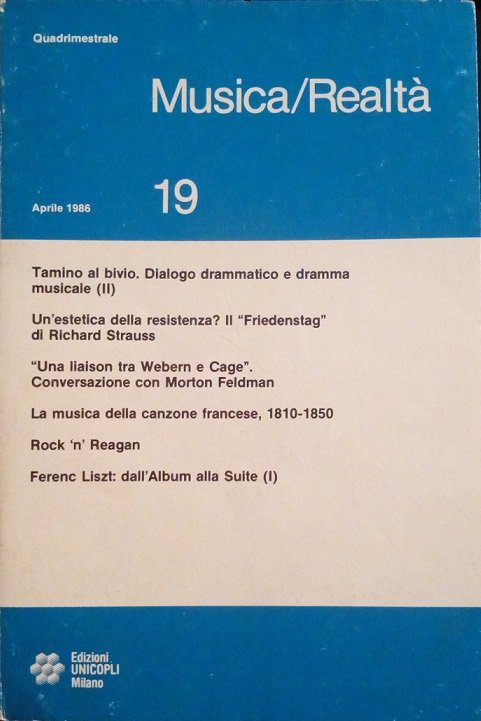 MUSICA/REALTA' - APRILE 1986, NUMERO 19