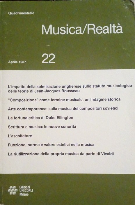 MUSICA/REALTA' - APRILE 1987, NUMERO 22