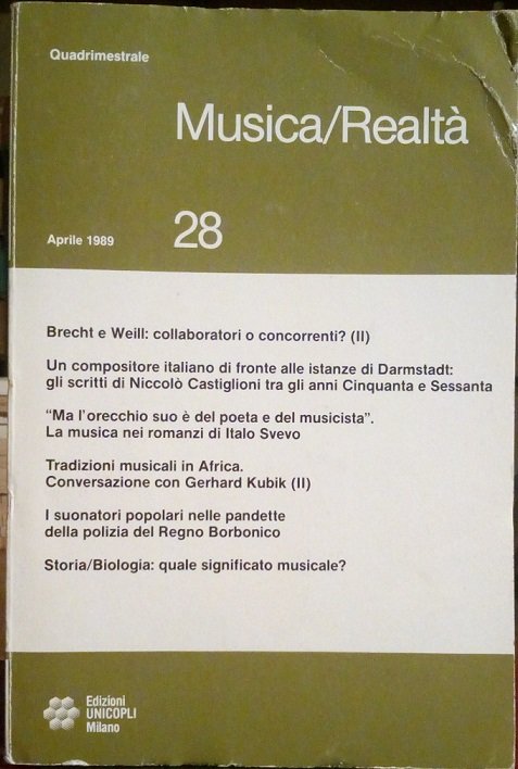 MUSICA/REALTA' - APRILE 1989, NUMERO 28