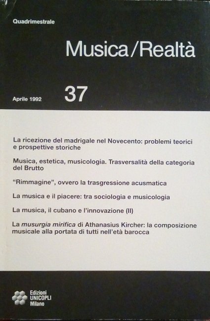 MUSICA/REALTA' - APRILE 1992, NUMERO 37