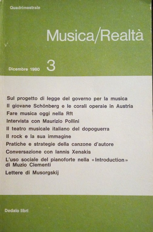 MUSICA/REALTA' - DICEMBRE 1980, NUMERO 3