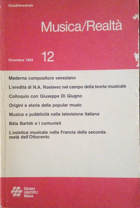 MUSICA/REALTA' - DICEMBRE 1983, NUMERO 12