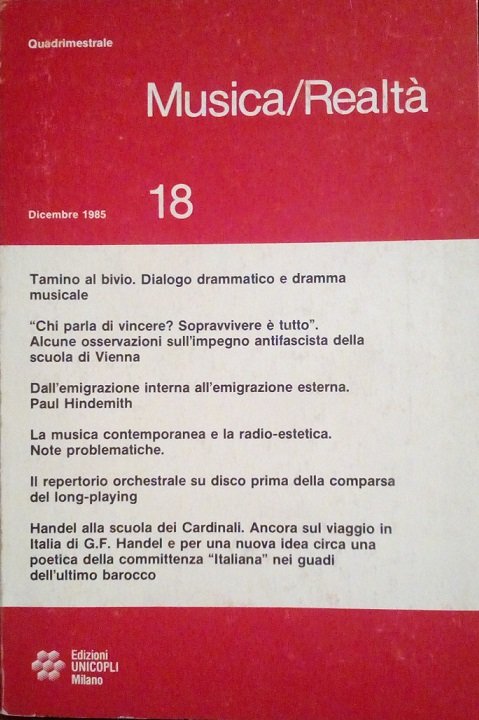 MUSICA/REALTA' - DICEMBRE 1985, NUMERO 18
