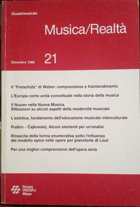 MUSICA/REALTA' - DICEMBRE 1986, NUMERO 21