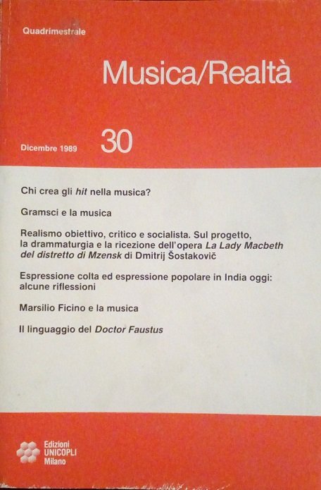 MUSICA/REALTA' - DICEMBRE 1989, NUMERO 30