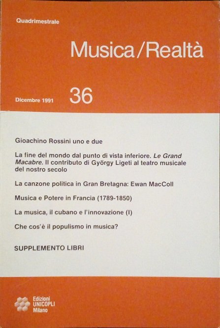 MUSICA/REALTA' - DICEMBRE 1991, NUMERO 36