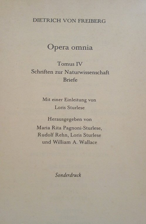 OPERA OMNIA, TOMUS IV, SCHRIFTEN ZUR NATURWISSENSHAFT BRIEFE - SONDERDRUCK …
