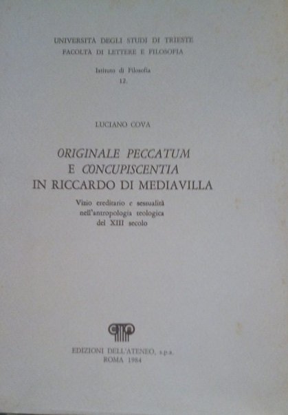 ORIGINALE PECCATUM E CONCUPISCENZA IN RICCARDO DI MEDIAVILLA