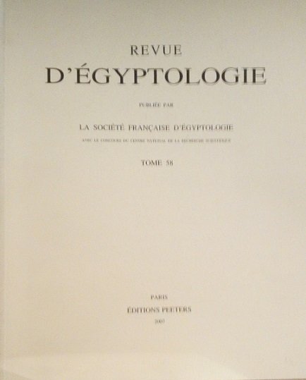 REVUE D'EGYPTOLOGIE - TOME 58