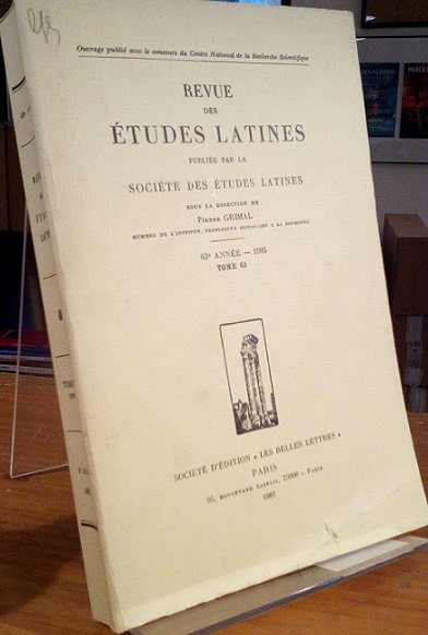 REVUE DES ETUDES LATINES - TOME 63 (1985)