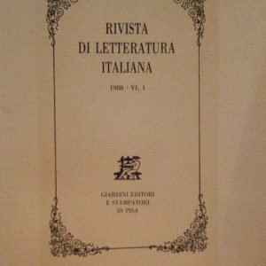RIVISTA DI LETTERATURA ITALIANA - ANNO 1988 - VI. 1