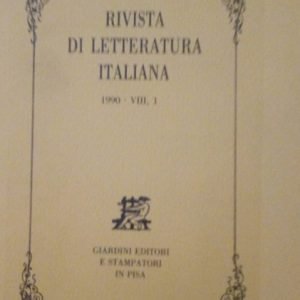 RIVISTA DI LETTERATURA ITALIANA - ANNO 1990 - VIII, 1