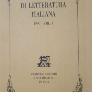 RIVISTA DI LETTERATURA ITALIANA - ANNO 1990 - VIII, 3