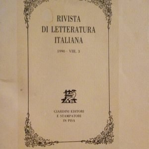 RIVISTA DI LETTERATURA ITALIANA - ANNO 1990 - VIII, 3