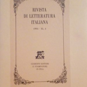 RIVISTA DI LETTERATURA ITALIANA - ANNO 1993 - XI, 3