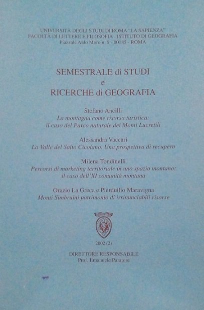 SEMESTRALE DI STUDI E RICERCHE DI GEOGRAFIA - 1/2008