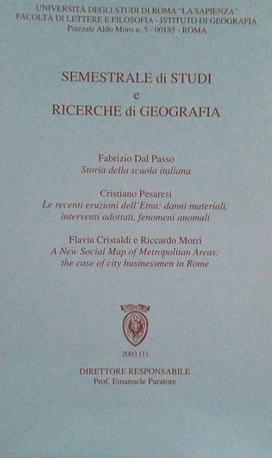 SEMESTRALE DI STUDI E RICERCHE DI GEOGRAFIA 1/2003