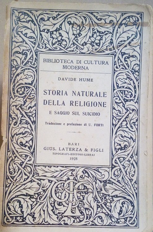 STORIA NATURALE DELLA RELIGIONE E SAGGIO SUL SUICIDIO