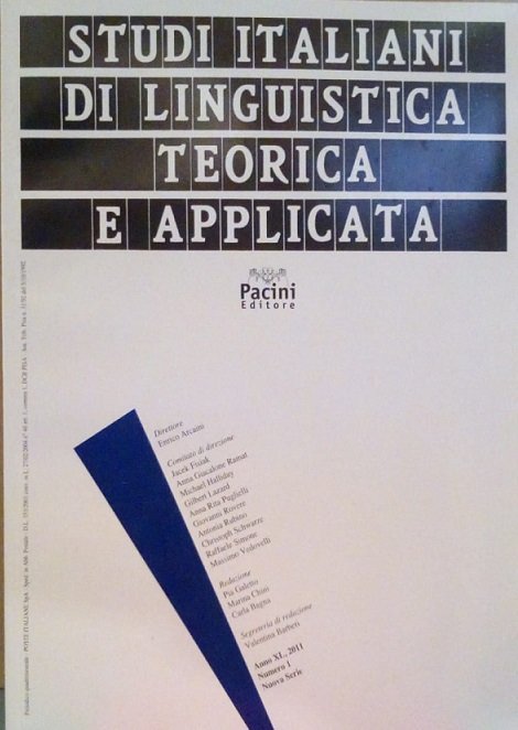 STUDI ITALIANI DI LINGUISTICA TEORICA E APPLICATA - ANNO XL, …