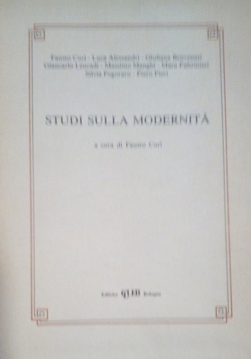 STUDI SULLA MODERNITA'