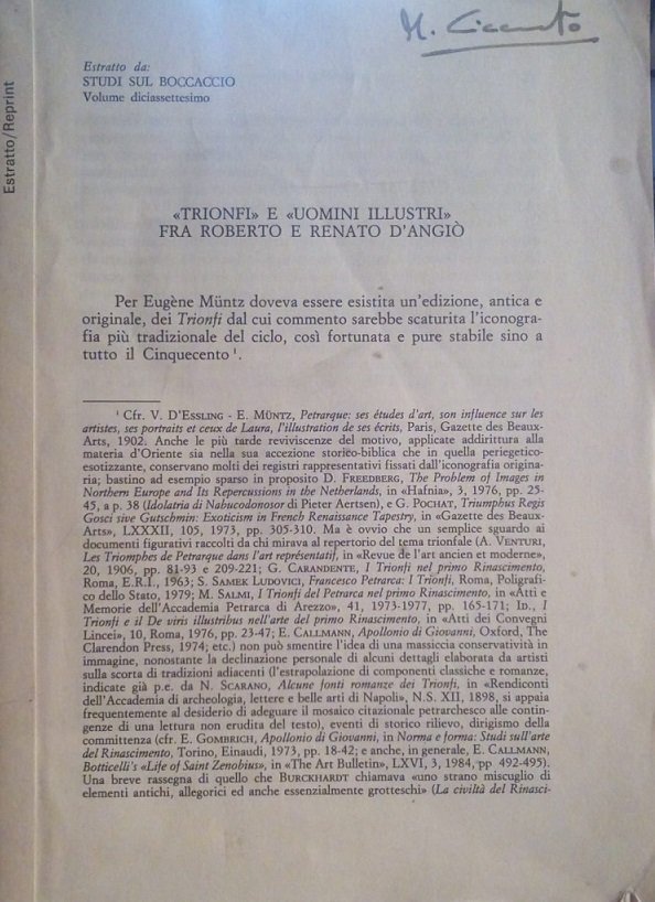 TRIONFI E "UOMINI ILLUSTRI" FRA ROBERTO RENATO D'ANGIO' - ESTRATTO …