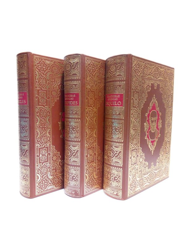 [3 TOMOS] El 1º.: Edición facsimilar de Las Siete Tragedias de Eschylo. Edición de Madrid, Luis Navarro, Ed., 1880 (Prometeo encadenado - Los siete sobre Thebas - Los Persas - La Orestíada: Agamemnon, Las Choéporas, Las Euménides - Las Suplicantes). El 2º.: Edición facsimilar de Las Siete Tragedias de Euripides [no indica edición] (Medea - Hipólito - Las Troyanas - Las Bacantes - Ifigenia en Aulide - Ifigenia en Tauride - Hécuba). El 3º.: Edición compuesta de Las Siete Tragedias de Sofocles (Edipo Rey - Edipo en Colona - Antígona - Electra - Las Traquinias - Filoctetes - Ayax / Traducción, prólogo y notas [a este tomo 3º] por Agustín Blanquez