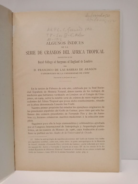 Algunos índices de la serie de craneos del Africa Tropical …