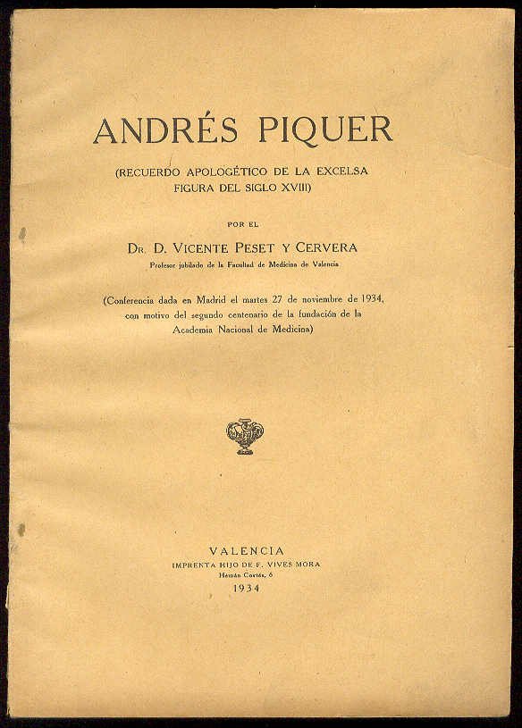 ANDRES PIQUER: Recuerdo apologético de la excelsa figura del siglo … | Immagine principale