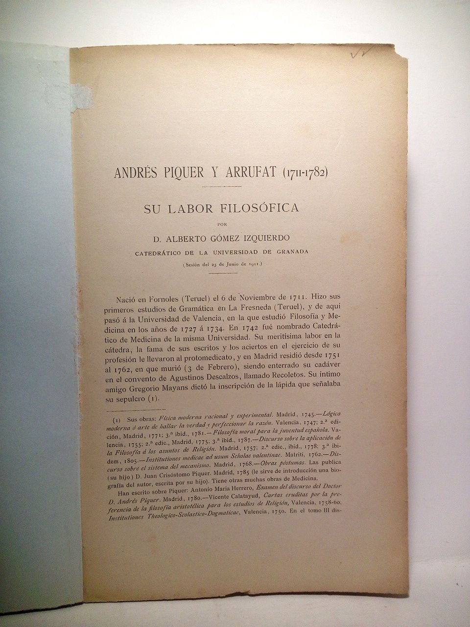 Andrés Piquer y Arrufat (1711-1782): Su labor filosófica