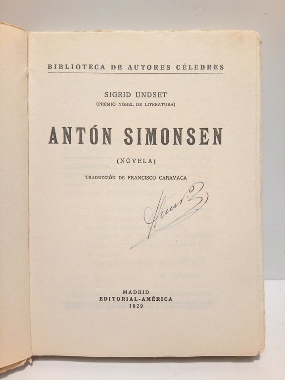 Antón Simonsen (novela) / Traducción de Francisco Caravaca