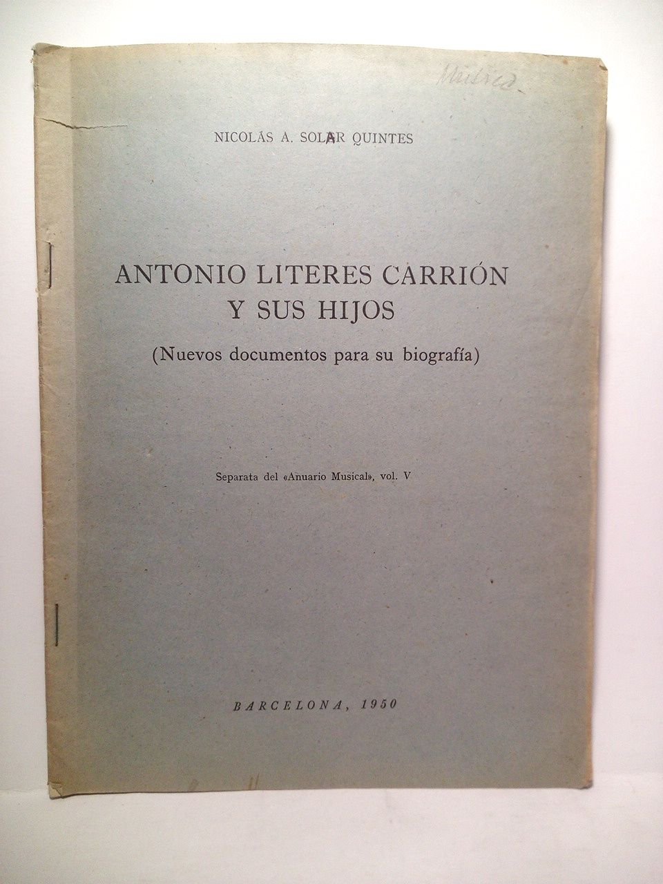 Antonio Literes Carrión [1673-1747] y sus hijos: Nuevos documentos para … | Immagine principale
