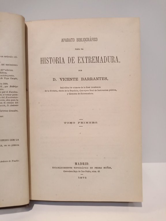 Aparato bibliográfico para la historia de Extremadura