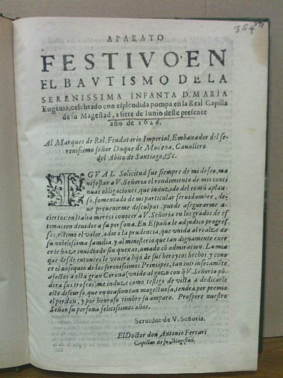 Aparato Fertivo en el Bautismo de la Serenissima Infanta D. …