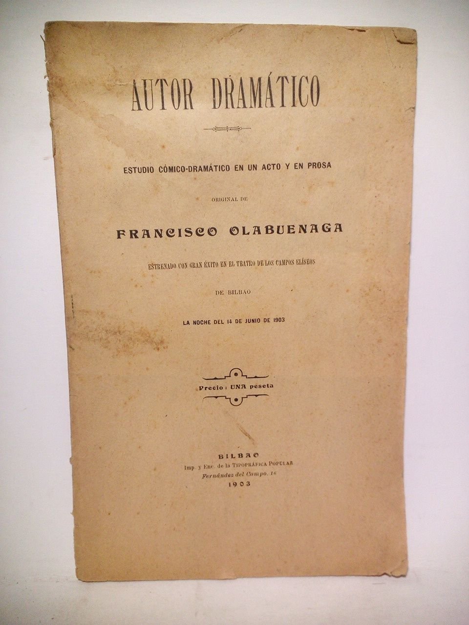 Autor dramático. (Estudio cómico-dramático en un acto y en nprosa. … | Immagine principale