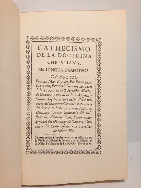 Cathecismo de la Doctrina Christiana, en lengua zaapoteca / Dispuesto …
