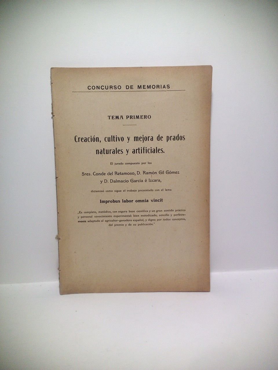 Concurso de Memorias. Tema Priemero: Creación, cultivo y mejora de …