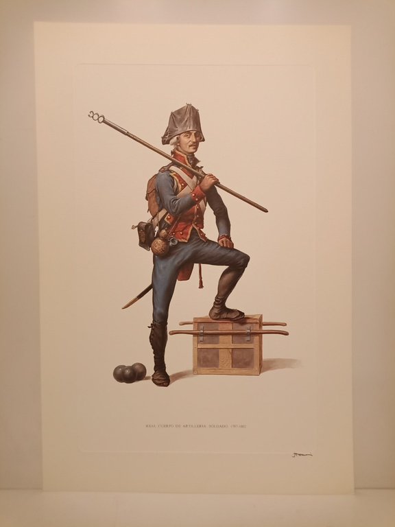 Conjunto de seis litografías mostrando a soldados del Real Cuerpo …