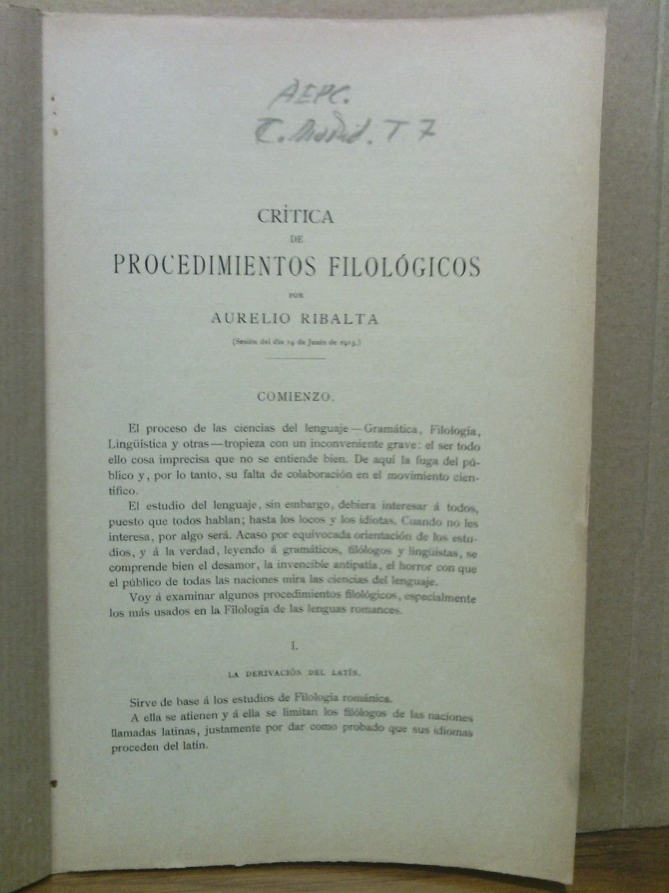 Crítica de procedimientos filológicos