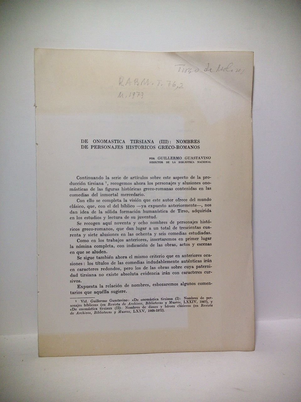 De onomástica tirsiana (III): Nombres de personajes históricos greco-romanos