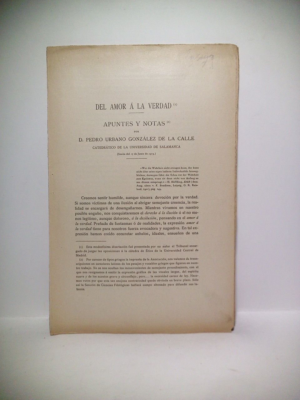 Del amor a la verdad: Apuntes y notas