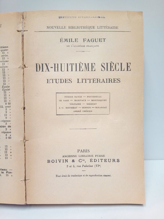 Dix-huitième siècle: Etudes littéraires (Pierre Bayle, Fontenelle, Le Sage, Marivaux, … | Immagine Gallery 2