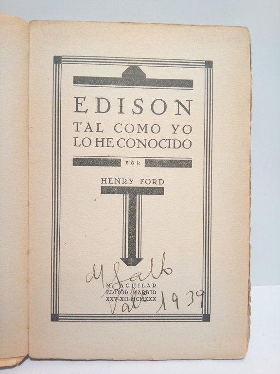 Edison tal como yo lo he conocido / En colaboración …