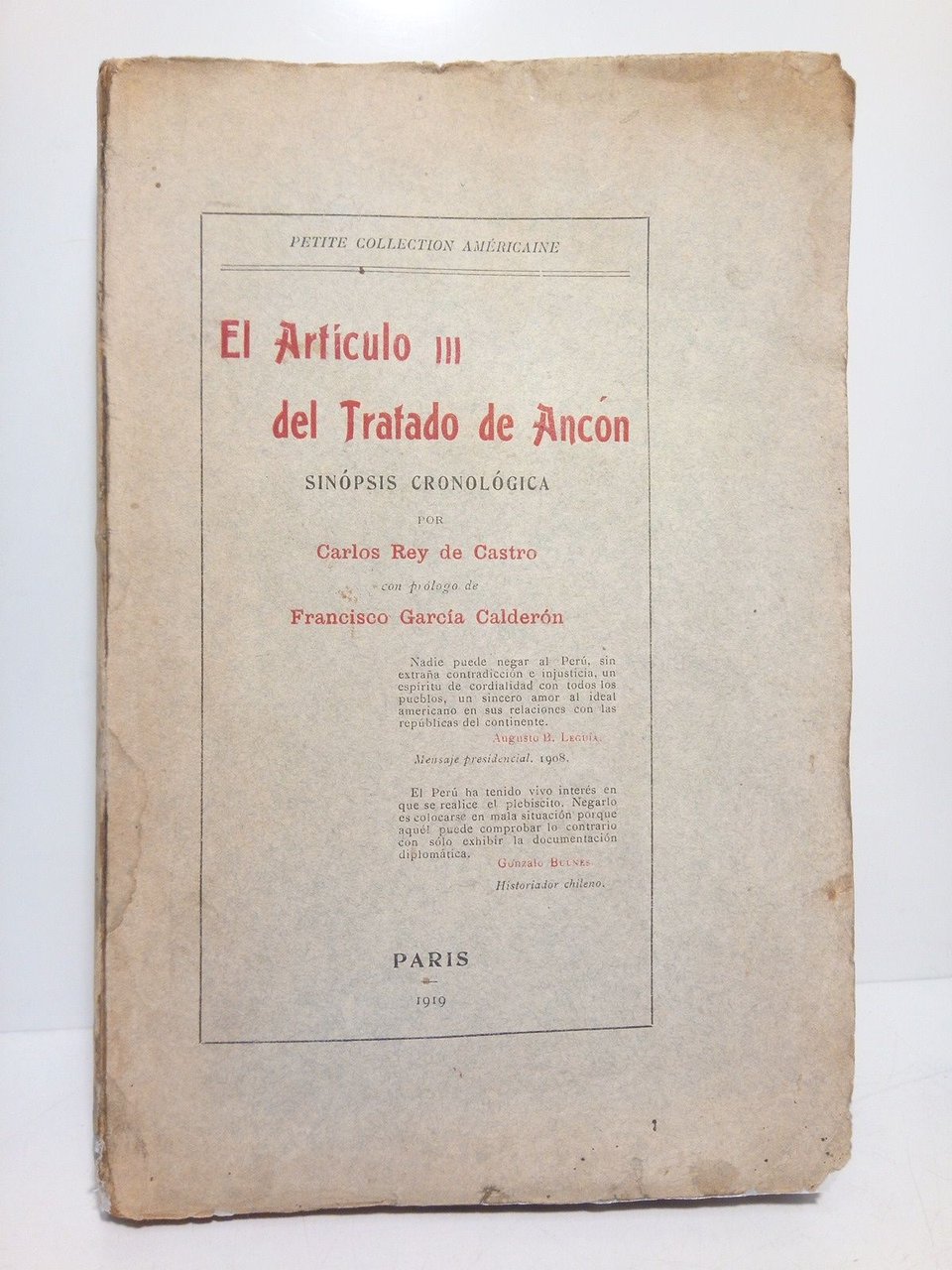 El Artículo III del Tratado de Ancón / Sinopsis cronológica …