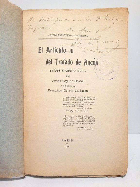 El Artículo III del Tratado de Ancón / Sinopsis cronológica …
