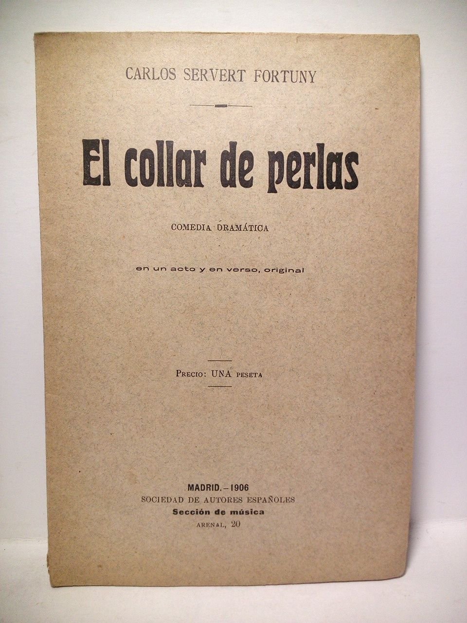 El collar de perlas. (Comedia dramática en un acto y … | Immagine principale