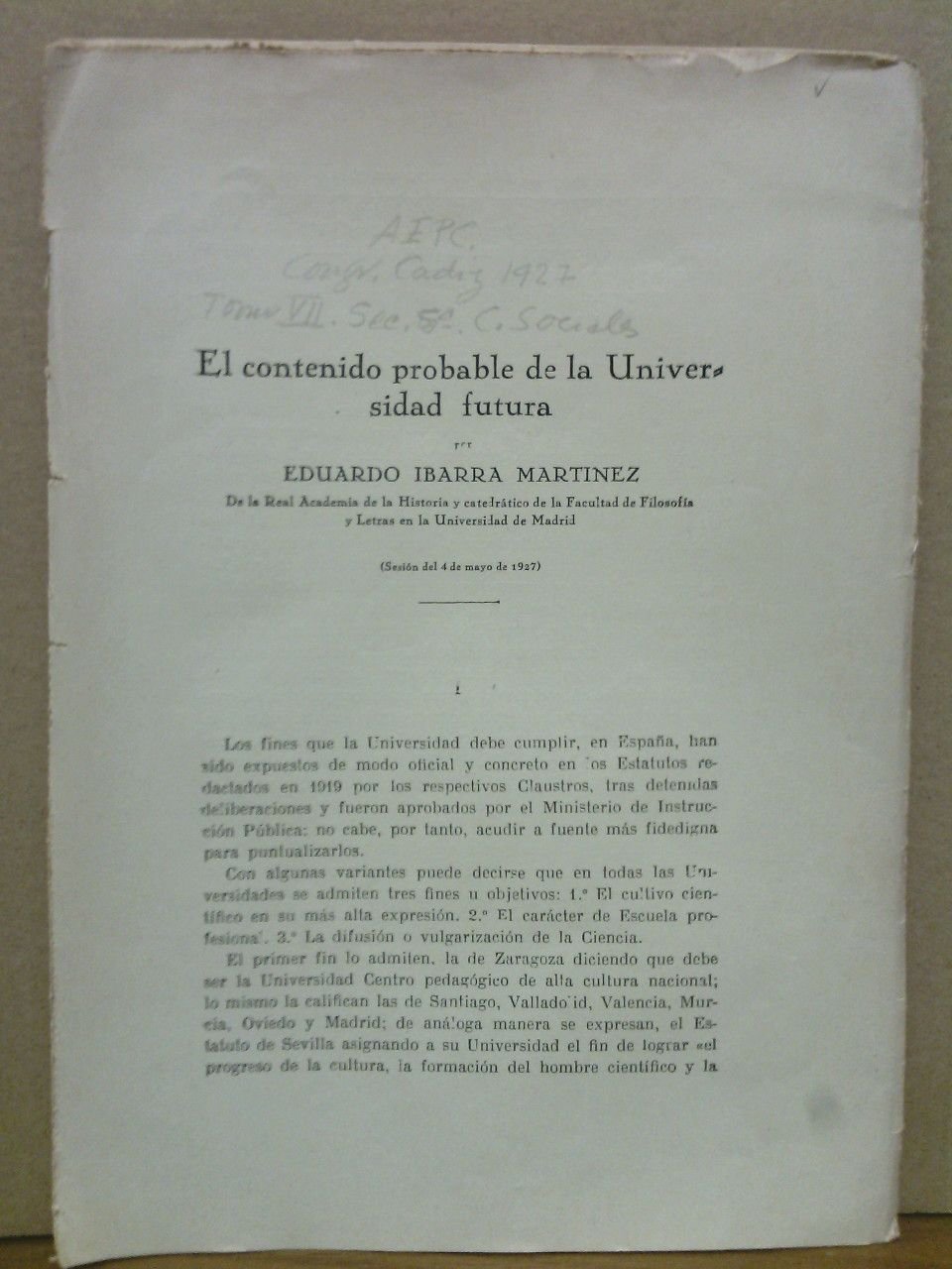 El contenido probable de la Universidad futura