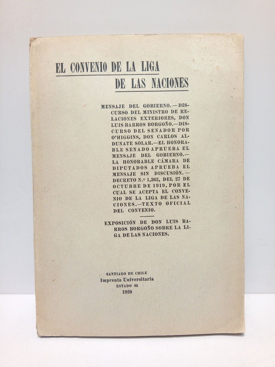 EL CONVENIO DE LA LIGA DE LAS NACIONES: Mensaje del …